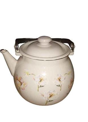 Чайник емальований 3,5л /2 квіткова фантазія (молочная) i27130/2 тм idilia