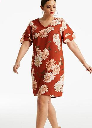 Платье женское в цветочный принт, батал, размер 54 (арт910)