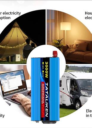 Инвертор 12v 220v tataliken 3000w чистый синус преобразователь 12/220 4