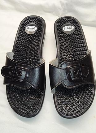 Scholl new massage медицинские женские массажные шлепанцы черного цвета