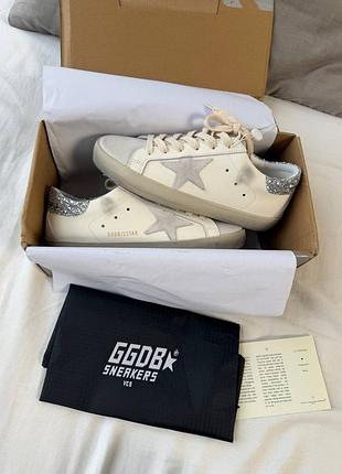 Кеды golden goose white grey sparkles> кроссовки голден гус белые серые 36 37 38 39 40 41