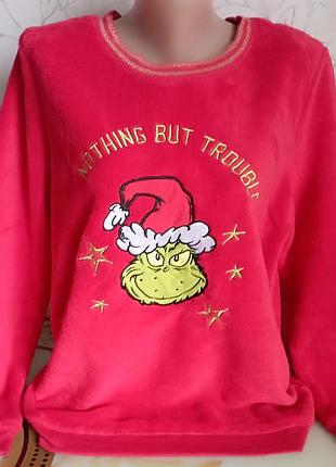 Піжамна кофта жіноча , плюшеве худі grinch