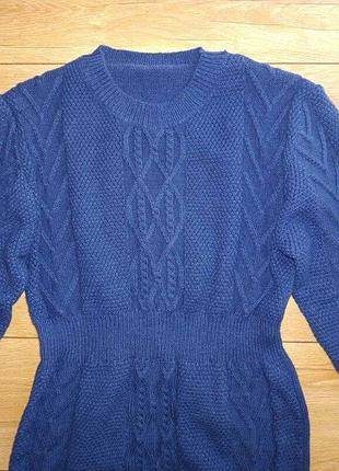 Неймовірно тепла сукня, вишукана, товста машинна вязка, синя,  l