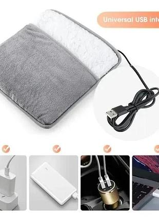 Грілка для ніг з електричним usb підігрівом фланелева 40-50 град lesko 29875 gray