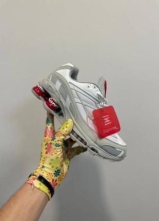 Supreme x nike shox ride 2 sp white grey - новинка. мужские кроссовки