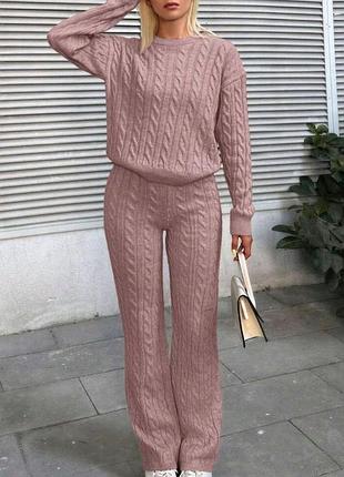 Стильний вʼязаний костюм zara із виваженим ефектом косичка