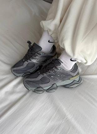 Женские кроссовки new balance 9060 all grey серые ню беланс 9060 натуральная замша