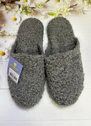 Жіночі закриті домашні капці з еко овчини сірі, розміри 37-41