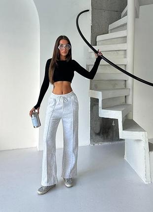 Женские спортивные штаны палаццо трехнитка на флисе