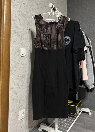 Платье вечернее чёрное ted baker s m по фигуре