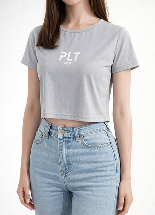 Серый спортивеный топик футболка prettylittlething sport