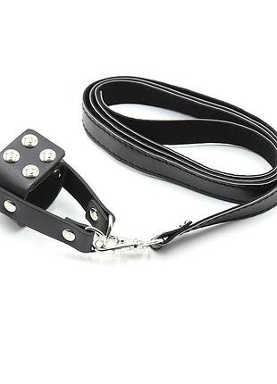 Чоловічий бандаж для витягування пеніса зі штучної шкіри 130 см чорний