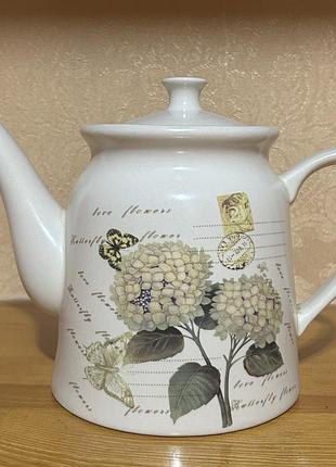 Чайник фарфоровий заварювальний krauff hortensie 1200 мл