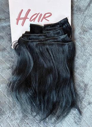 Накладне волосся на заколках чорного кольору hair pieces