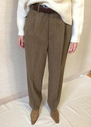 Женские коричневые шерстяные брюки со стрелками шерсть