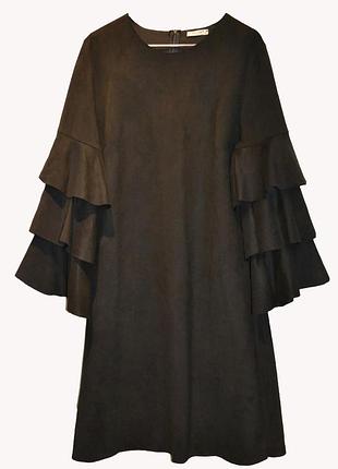 Платье а силуэт с воланами 2