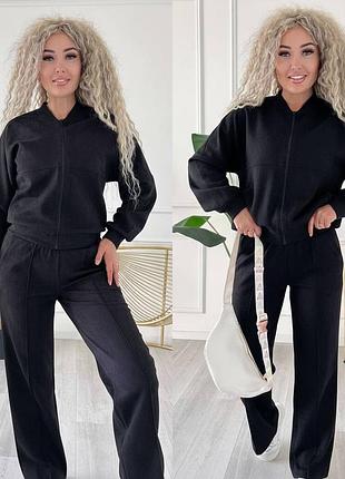 Женский брючный костюм еко замша замшевый с бомбером