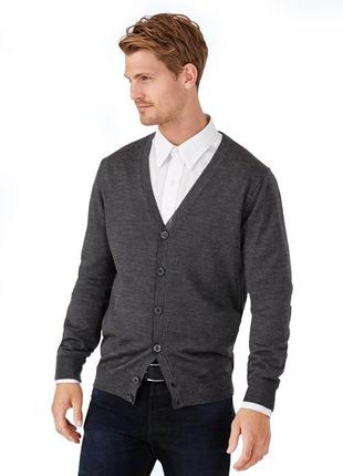 Чоловічий пуловер на гудзиках з вовни мериноса від тсм tchibo розмір 48;54;56