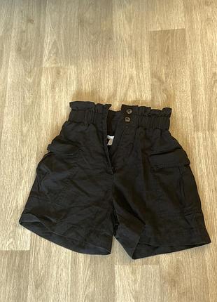 Чорні бавовняні шорти жіночі на високій посадці