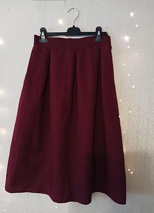 Юбка миди бордовая на застежке