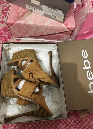 Bebe нат кожна и текстиль  шлепки эмпадрильи  платформе 40р