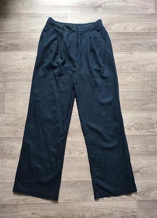 Льняные женские брюки, льняные палаццо с защипами, брюки со льном