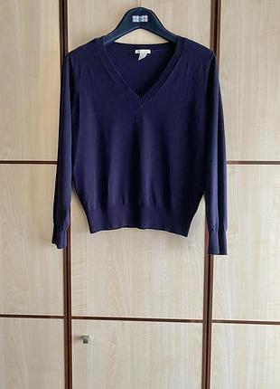 Свитер пуловер синий базовый 2