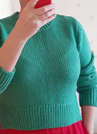 Вкорочений зелений джемпер кофта зеленая укороченная