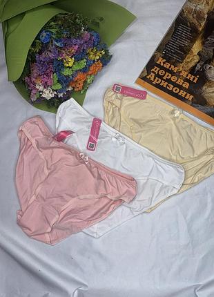 Комплект набор 3 ед базовые трусики слипы xl от cottonhill