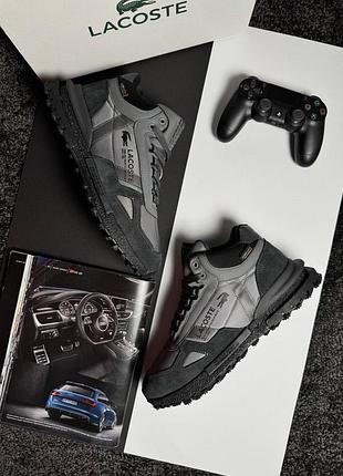 ❄️зимние мужские кроссовки lacoste elite active high fur grey