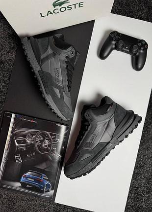 ❄️зимние мужские кроссовки lacoste elite active high fur dark grey
