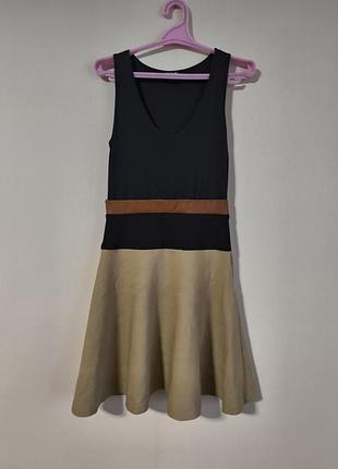 Платье dkny кожа, лён, хлопок.