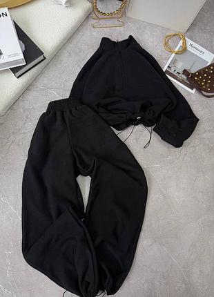 Флісовий спортивний костюм жіночий на флісі базовий на зиму зимовий чорний рожевий сірий білий