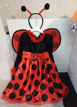 Карнавальное маскарадное платье платье нарядо солнышка бедрик божа коровка 5-6 лет жук жучек божья коровка