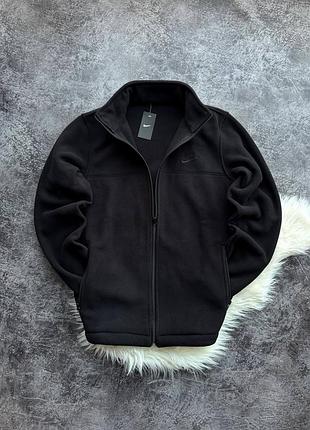 Чоловіча флісова кофта на змійці nike, фліска зимова на замку,тепла флісова кофта без капюшону найк
