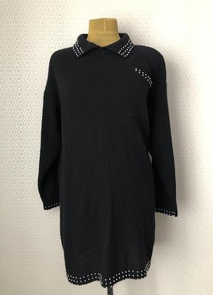 Черное платье/туника шерсть ангора от giammima, размер 38