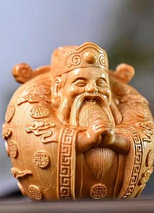 Статуэтка китайский бог богатства цай шэнь из дерева