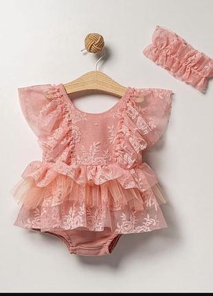 Святкове боді для малечі, плаття -боді з кружевом