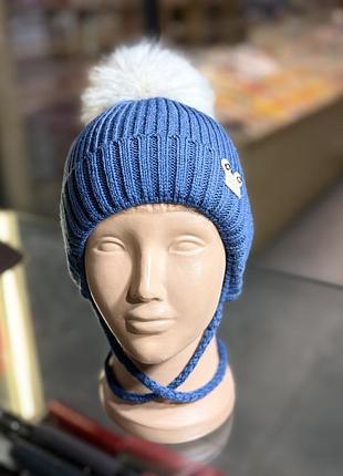 Зимова тепла шапка для хлопчика: шапка з помпоном