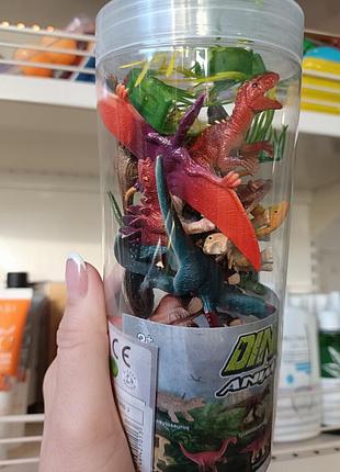 Набор динозавров в тубусе, декорации. код 966-2