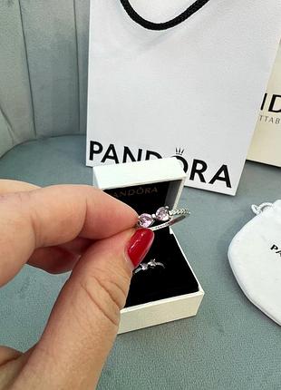 Каблучка пандора рожевий бант кольцо пандора