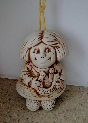 Колокольчик сувенир на счастье глина