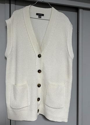 Вязаная жилетка primark | размер по бирке l (48–50) | молочная | oversize