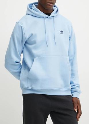 🤩1+1=3 брендовый мужской голубой худи с капюшоном adidas, размер 42 - 44