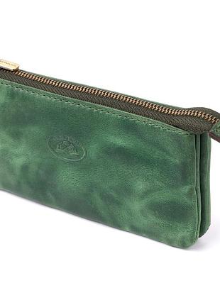 Вместительная ключница на два отделения из матовой натуральной кожи tony perotti 20835_1 (3350 deep green) зеленый
