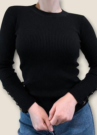 Гольф в рубчик жіночий s-m чорний