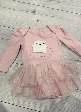 Боді сукня на дівчинку 9-12 місяців рожева стильна 80 см.