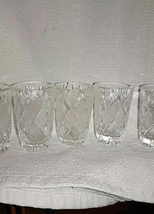 Хрустальные стопки рюмки советские винтаж срстр 5 шт 30 мл