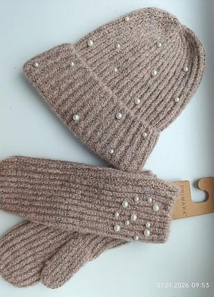 Комплект шапка и перчатки primark