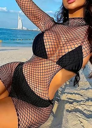 Женский пеньюар в крупную сетку сексуальное белье 51571